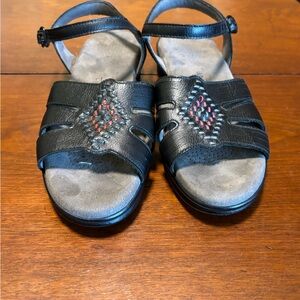 SAS Women’s Huaracha Quarter Strap Leather Black Sandals Size 8 W
